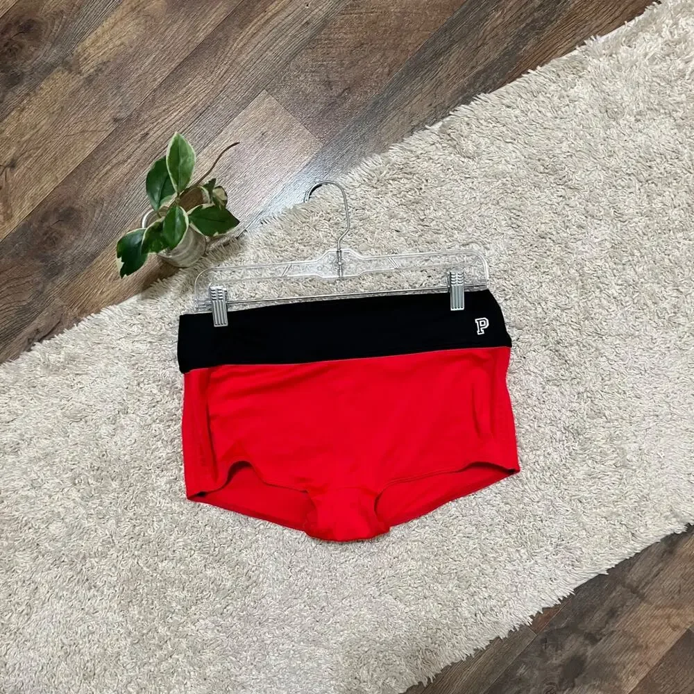Victoria's Secret PINK Ultimate Large Red Black Drawstring Gym To Swim Shorts